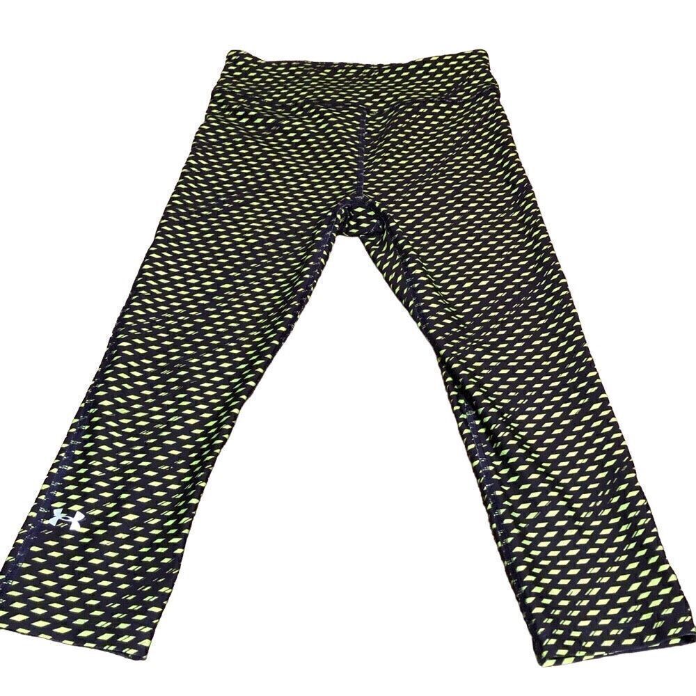 Under Armour Womens Capris S Heat Gear Compression Purple Green Geometric Print